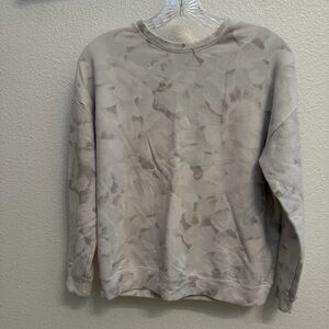 Athleta Chakra Cream Long Sleeve Pullover Floral Sweatshirt